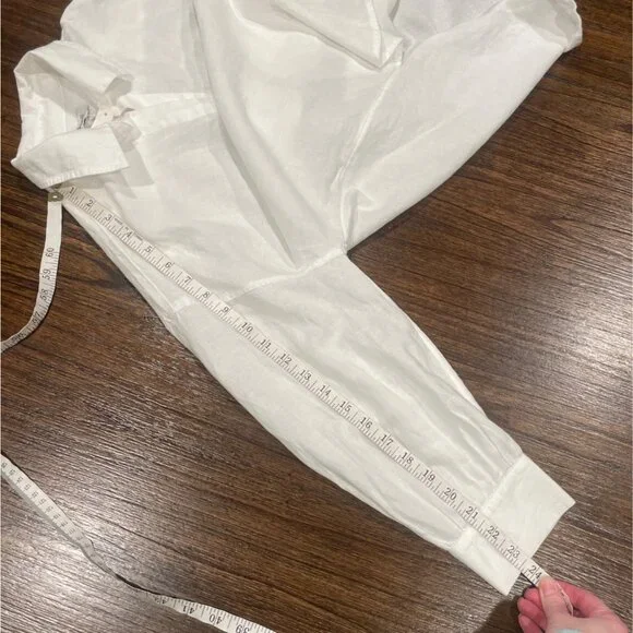 NWT Madewell Women's Sz S White Shirred Button-Up Shirt in Linen-Cotton NV186 - Picture 8 of 10